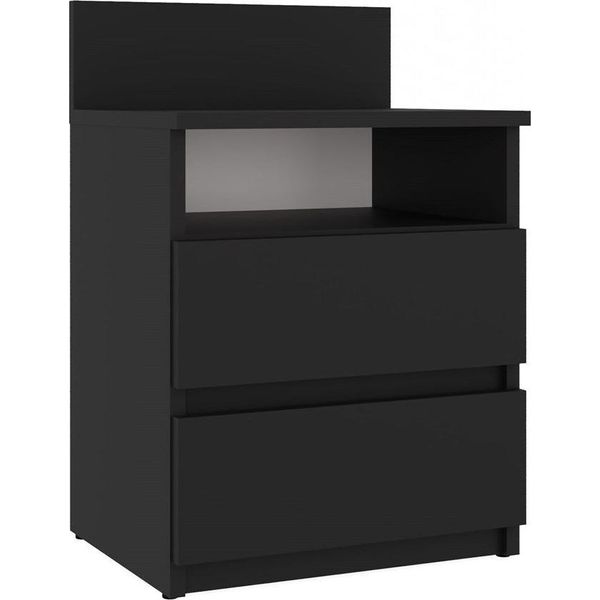 Moderno Comodino Malwa M1 Con 2 Cassetti – Compatto Ed Elegante | Colore: Nero | Dimensioni: 40X32X59 Cm-image