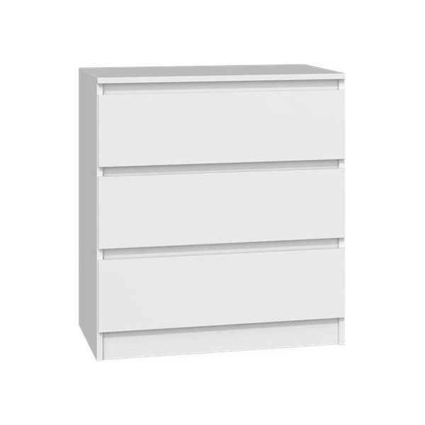 Moderna Cassettiera Grande Con 3 Cassetti – Serie Malwa | Colore: Bianco Opaco | Dimensioni: 75X70X40 Cm-image