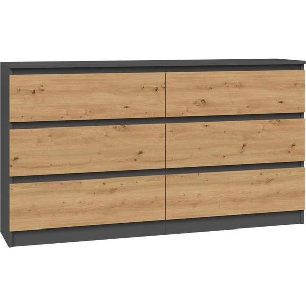 Comò Moderno Malwa M6 138X40X75 Cm – Antracite / Rovere Artisan | Colore: Antracite / Artisan-image