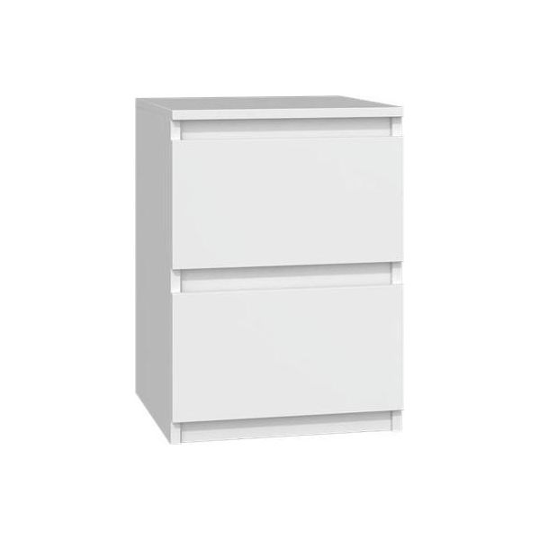 Moderno Comodino Malwa M2 Con 2 Cassetti – Design Senza Maniglie | Colore: Bianco | 30X30X40 Cm-image