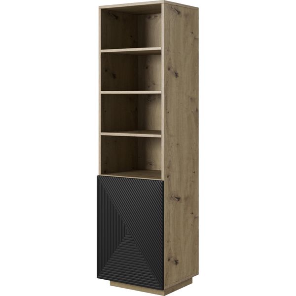 Scaffale Asha 50 Cm Con Frontale Scanalato – Design Moderno Con Apertura Push-To-Open | Colore: Legno Lavorato Artigianalmente,-image