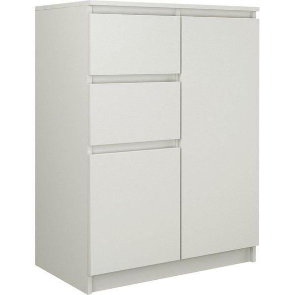 Moderna Cassettiera 2D2S Con 2 Ante E 2 Cassetti - Senza Maniglie, Bianco Opaco | Colore: Bianco Opaco-image