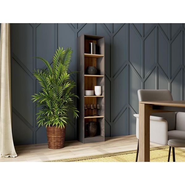 Libreria R40 Dal Design Classico – Ampio Spazio Contenitivo | Colore: Antracite / Rovere Artigianale-image