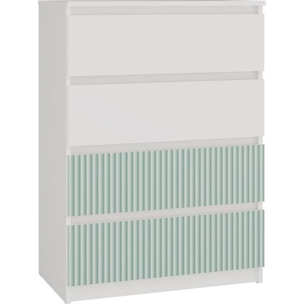 Grande Cassettiera Malwa M4 Arteso Con 4 Cassetti - Bianco/Menta | Colore: Bianco/Menta | Dimensioni: 70X97X40 Cm-image