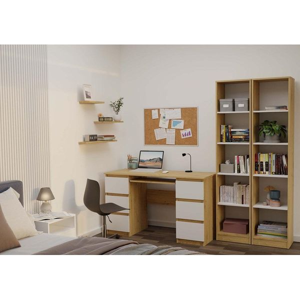 Classica Libreria R40 – 5 Ripiani, Resistente Ai Graffi E Dal Design Moderno | Rovere Artigianale / Bianco-image