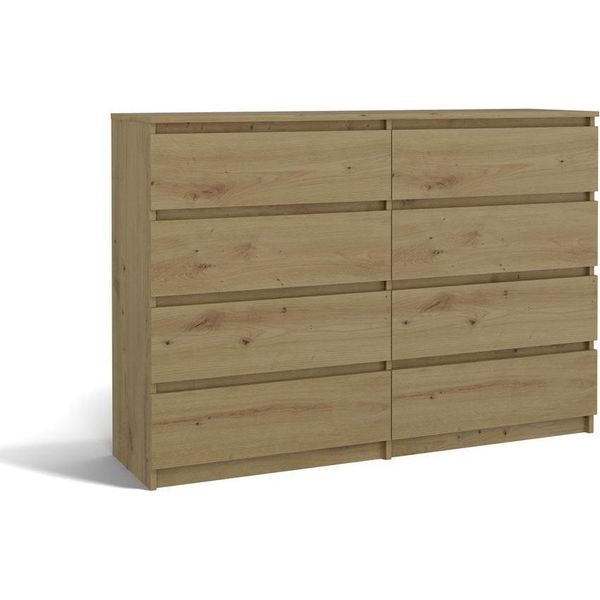 Moderna Cassettiera Malwa M8 Con 8 Cassetti – Ampio Spazio Contenitivo | Rovere Lavorato Artigianalmente | 138X97X40 Cm-image