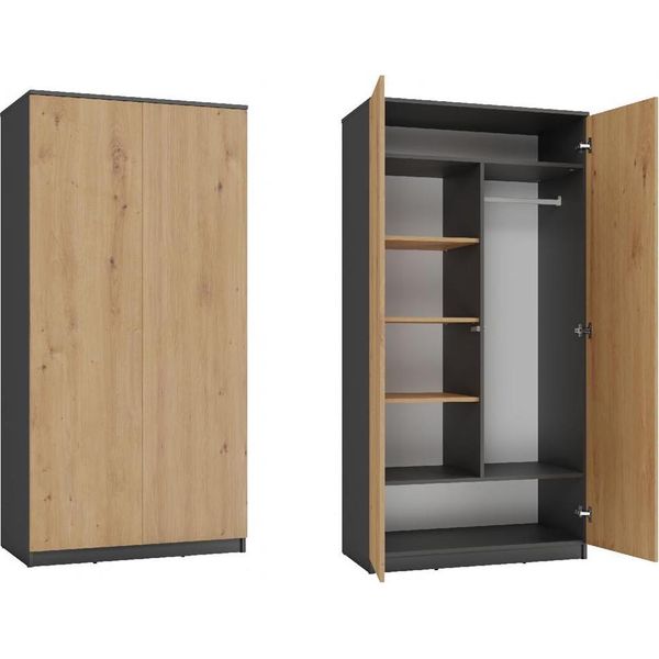 Armadio SD-90 Con 7 Ripiani E Sistema TIP-ON | Antracite / Rovere Artisan | 180X90X50 Cm-image