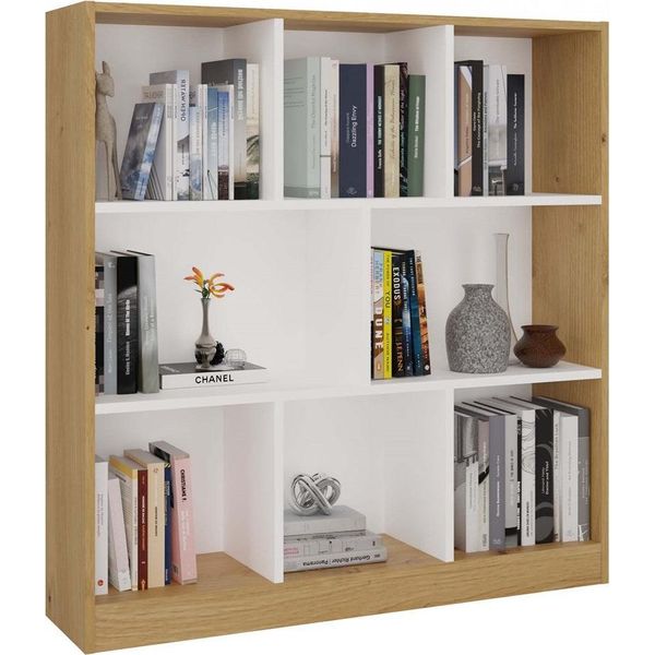 Libreria Aperta Fiesta 8P – Design Scandinavo Moderno | Colore: Rovere Artigianale E Bianco-image
