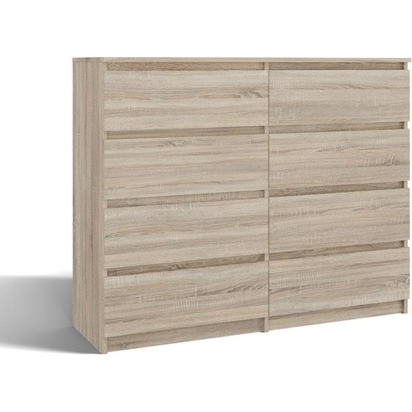 Moderna Cassettiera Grande Malwa M8 Con 8 Cassetti – Senza Maniglie, Guide A Rulli | Colore: Rovere Sonoma-image