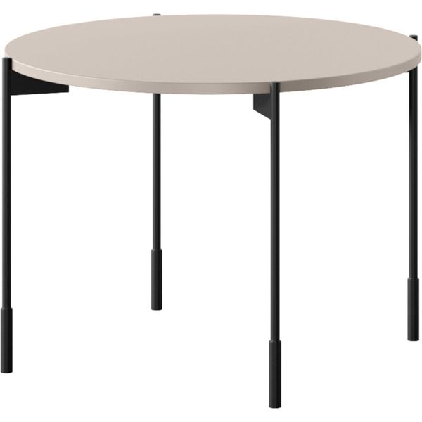Sonatia Tavolino Rotondo 60 Cm – Piano In Mdf Color Cashmere Con Gambe In Metallo Nero | Colore: Cashmere-image