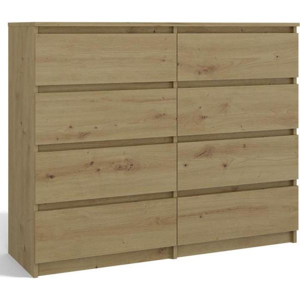 Moderna Cassettiera Grande Con 8 Cassetti - Malwa M8 120 | Colore: Rovere Artigianale | Dimensioni: 120X40X97 Cm-image
