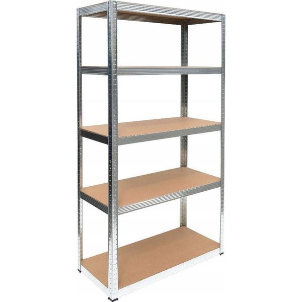 Scaffale Da Magazzino Stabile Con 5 Ripiani – Portata Fino A 875 Kg | Metallo/Argento | 180X90X40 Cm-image