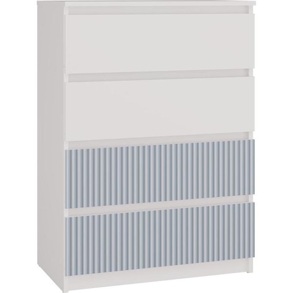 Grande Cassettiera Con 4 Cassetti Malwa M4 Arteo – Armadio Per Bambini Bianco/Blu | Colore: Bianco/Blu | Dimensioni: 70X40X97 Cm-image