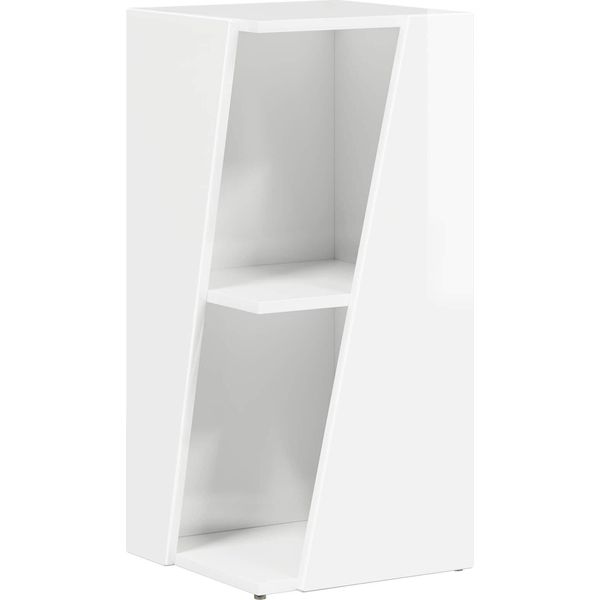Vidaxl Scaffale Laterale Bianco Lucido 33 X 32 X 70,5 Cm Materiale Ligneo-image