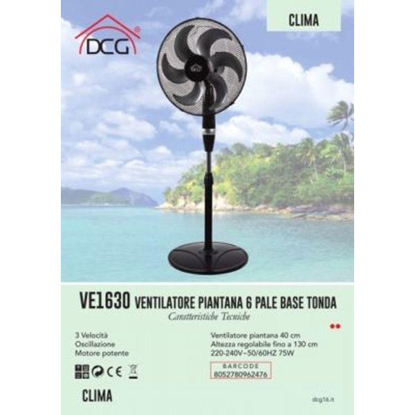 Dcg Eltronic VE1630 Ventilatore Nero-image