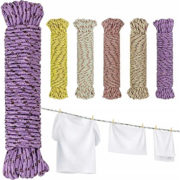 Corda Da Bucato Intrecciata Da 20 M - Corda In Poliestere Resistente Alle Intemperie E Accorciabile Per Uso Esterno-image