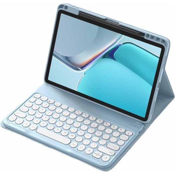 Inf Custodia Con Tastiera Bluetooth Magnetica Rotonda Azzurro Compatibile Ipad Pro (M4) 11" 2024"-image