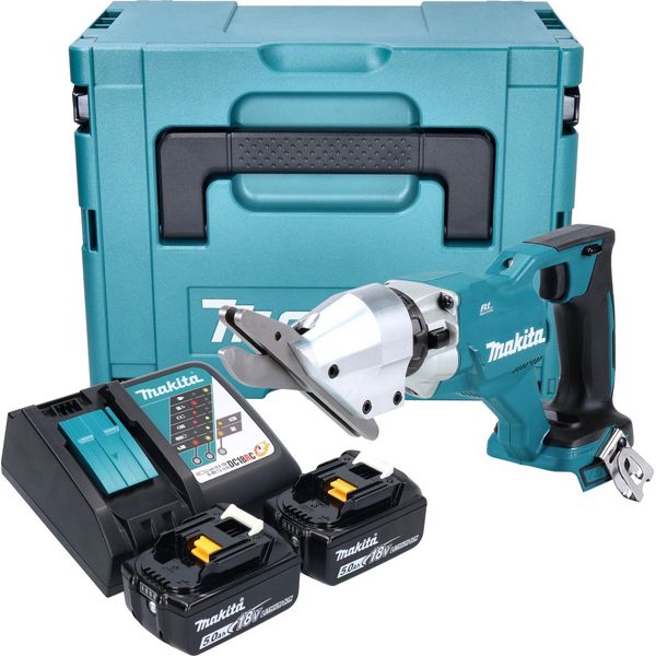 Makita Djs 800 Rtj Cesoie Per Fibrocemento A Batteria 18 V Brushless + 2X Batteria 5,0 Ah + Caricabatteria + Makpac-image