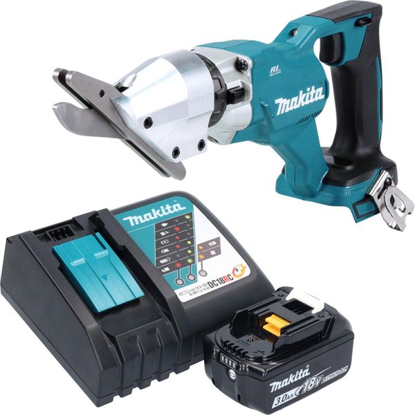 Makita Djs 800 RF1 Forbici Per Fibrocemento A Batteria 18 V Brushless + 1X Batteria 3,0 Ah + Caricabatteria-image