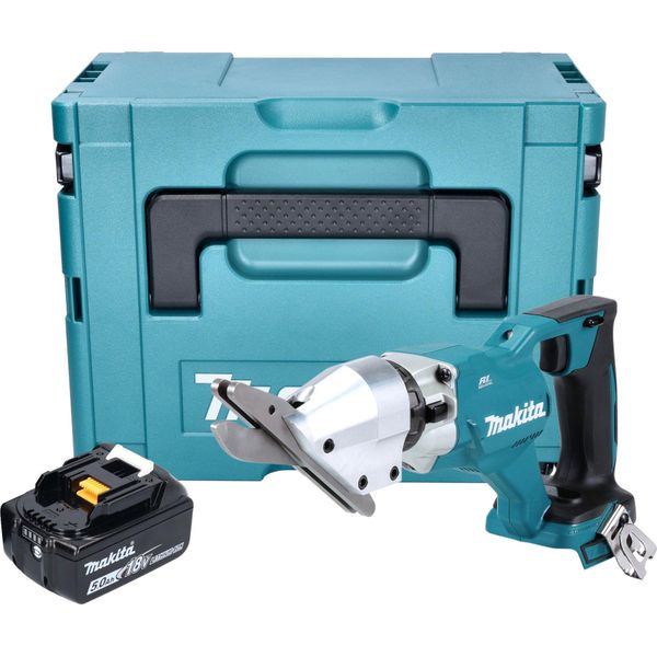 Makita Djs 800 T1J Cesoie Per Fibrocemento A Batteria 18 V Brushless + 1X Batteria 5,0 Ah + Makpac - Senza Caricabatteria-image