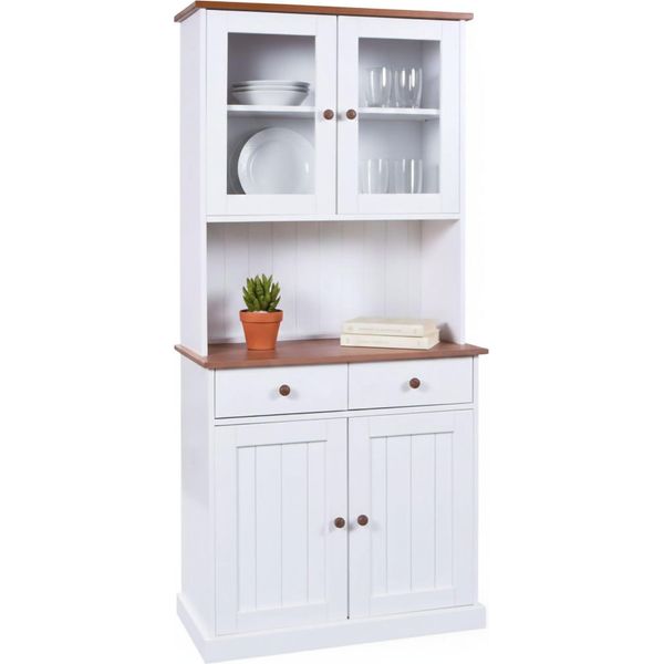 Dmora Credenza Dmccart 45X90X181H Cm Bianco, Apertura Battente E Scorrevole 4 Ante-image