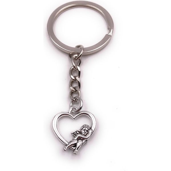 Onwomania Portachiavi Angelo Nel Cuore Essere Celeste Argento Ciondolo Portachiavi-image