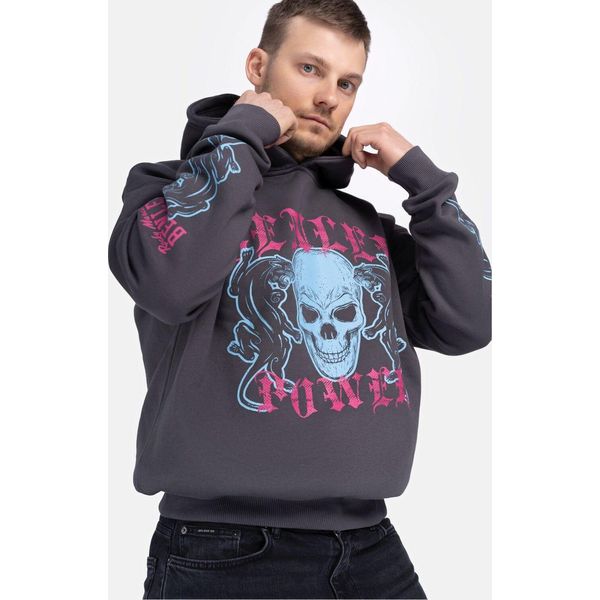Herren Kapuzensweatshirt Oversize Pantera Hd Antracite/Magenta/Blu Cielo L Benlee-image