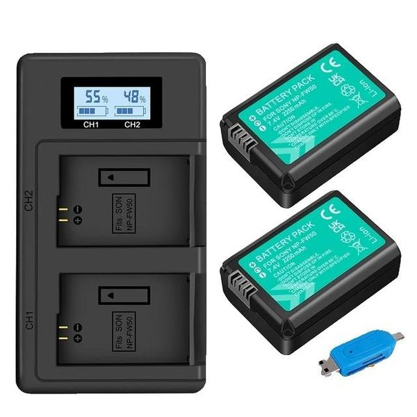 Batteria, Capacità 2250Mah, Compatibile Con Fotocamere Digitali, 2 Batterie E Caricatore-image