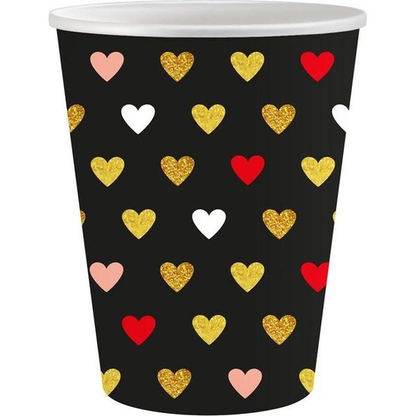 Colore Xoxo Bicchiere Di Carta Nero (6 Pezzi) 250Ml-image