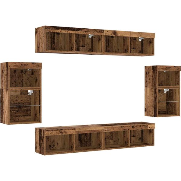 Syfax™ Set Mobile Tv 8 Pcs Legno Vecchio Legno Multistrato-image