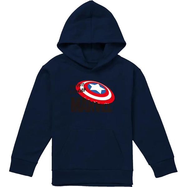 Felpa Con Cappuccio Captain America - "First Avenger"" Per Bambini, Da Indossare Sopra Altri Capi TV22745 (128) (Blu Navy)"-image