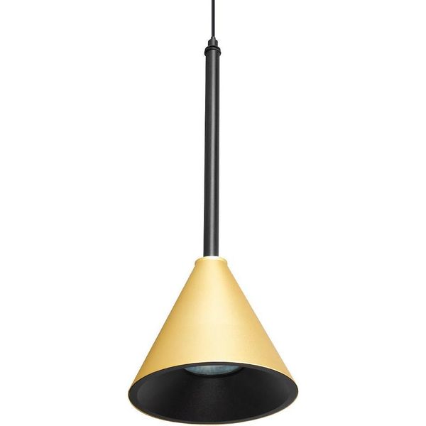 Lampada A Sospensione Minimalista Per Soggiorno O Camera Da Letto, Oro, Paralume Conico, 1Xgu10 10W, Cone Milagro-image
