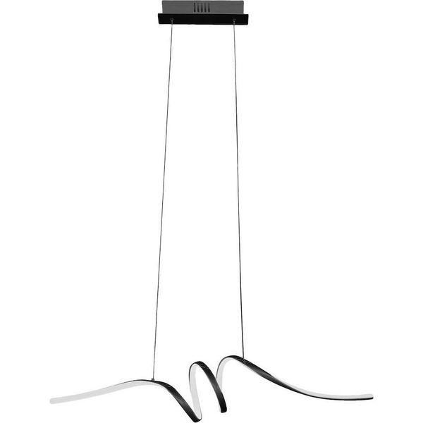 Lampada A Sospensione Di Design Moderno Per Soggiorno, Sala Da Pranzo, Sopra Il Tavolo, Nera, Colore Neutro, Led 28W Loop Milagro-image