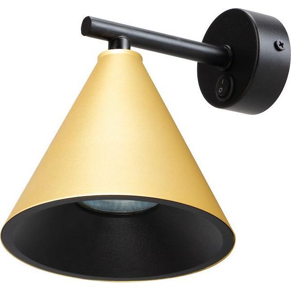 Moderna Lampada Da Parete Conica Dorata Con Interruttore Per Soggiorno O Camera Da Letto 1Xgu10 10W Cone Milagro-image