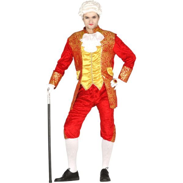 Costume Da Marchesa Elegante Abito Di Carnevale Moda Storica Rosso Oro, Taglia: 48 - 50 (M) Colore: Oro-image