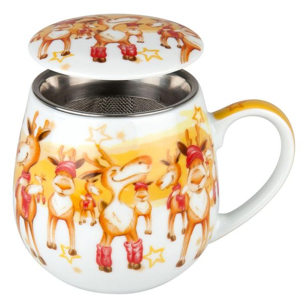 KöNitz Merry Christmas Party Mug, Tazza, Tazza Da Tè, Con Colino E Coperchio, Porcellana, 420 Ml, 11 5 143 0811-image