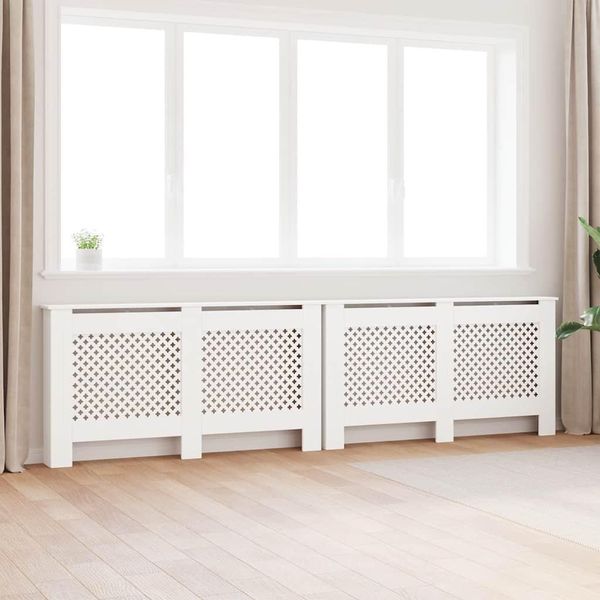 Rivestimento Del Radiatore 2 Pz. Bianco 152 X 19 X 81,5 Cm Mdf-image