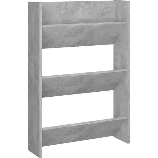 Vidaxl Scarpiera A Muro Grigio Cemento 60X18X90 Cm Materiale Legno-image