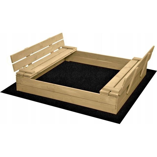 Sabbiera In Legno Con Panche E Accessori 120X120Cm (Naturale)-image
