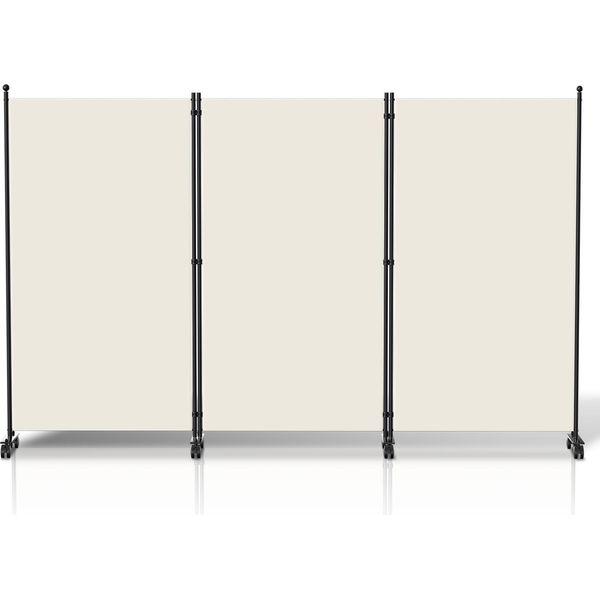 Schermo Con Rotelle 3 Pezzi Beige 263X181 Cm Divisorio Pieghevole Parete Divisoria Per Esterni Schermo Privacy Per Giardino Divisorio Per Ambienti-image