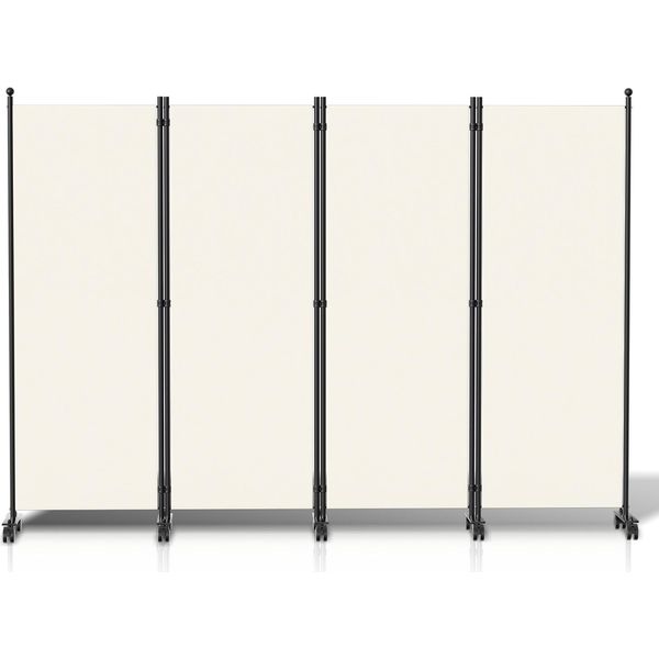 Jopassy Schermo Con Rotelle 4 Pezzi Beige 228X181 Cm Divisorio Pieghevole Parete Divisoria Per Esterni Schermo Privacy Per Giardino Divisorio Per Ambienti-image