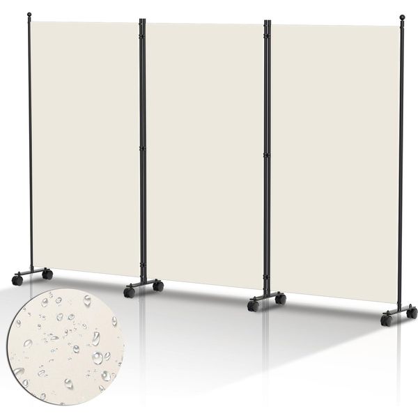 Schermo Su Rotelle 3 Pezzi Beige 263X181 Cm Divisorio Per Esterni Giardino Parete Divisoria Spagnola Parete Divisoria Per Ambienti-image