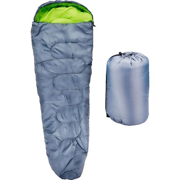Camp Active Mummy Sacco A Pelo Estivo Per 5°C A 10°C - Sacco A Pelo Per Adulti - Festival, Escursioni, Campeggio - 210 X 80 Cm - Giallo/Grigio-image
