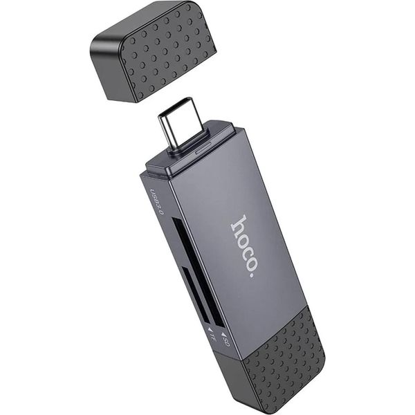 Hoco Lettore Di Schede Di Memoria 2In1 Usb A + Tipo C 2.0 HB45 Usb Stick Grigio-image