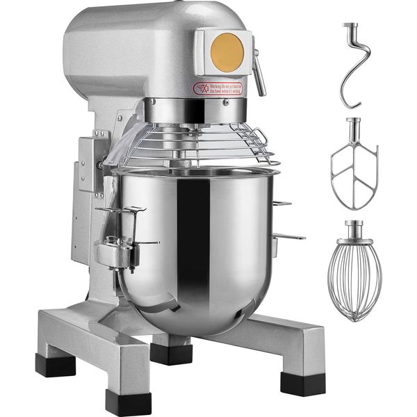 Succebuy Impastatrice Da Cucina Commerciale, Impastatrice A Colonna Da 10 L Con 3 Velocità, Impastatrice Da 550 W, Ciotola In Acciaio Inox E 3 Accessori, Per Ristorante, Panetteria, Pasticceria, Caffetteria-image