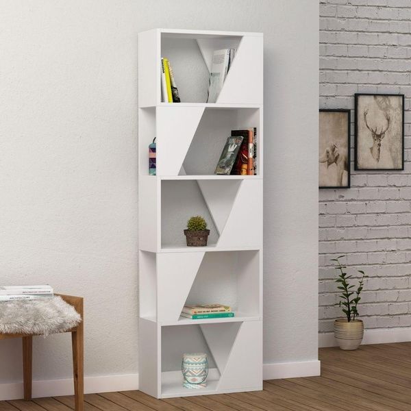 Libreria 5 Ripiani Frame 54X168 Colore Bianco-image