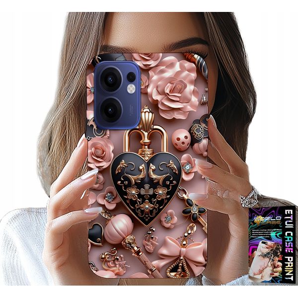 Custodia Per Oppo Find X5 Lite - Motivi Femminili Lucchetto Cuore Custodia + Vetro-image