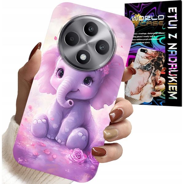 Custodia Per Oppo Reno12 F / 12Fs 5G - Dolce Elefantino Su Sfondo Rosa Custodia + Pellicola Protettiva-image