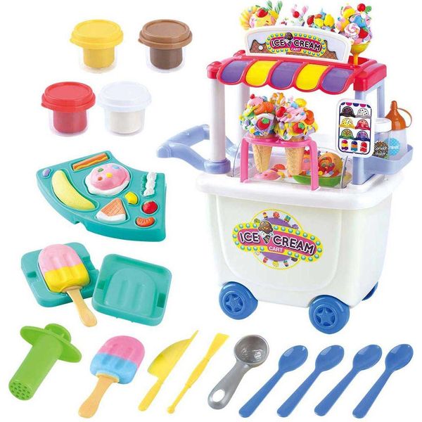 Playgo Set Di Argilla Con Camioncino Dei Gelati - 4 Vasi Di Argilla-image