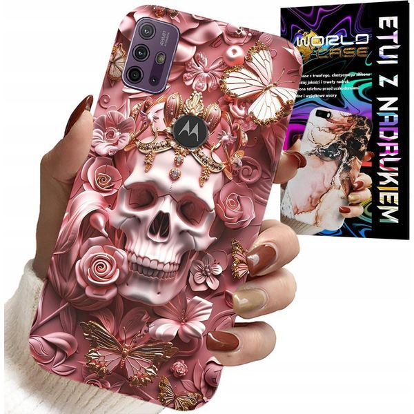 Custodia Per Motorola Moto G10 Power - Modelli Femminili E Alla Moda, Teschio Tra I Fiori-image